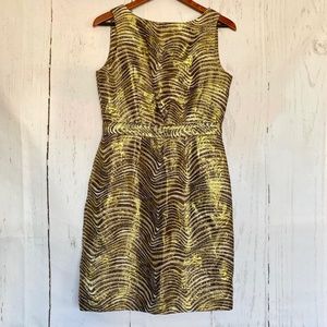 Tory Burch Gold and Black Midi Dress